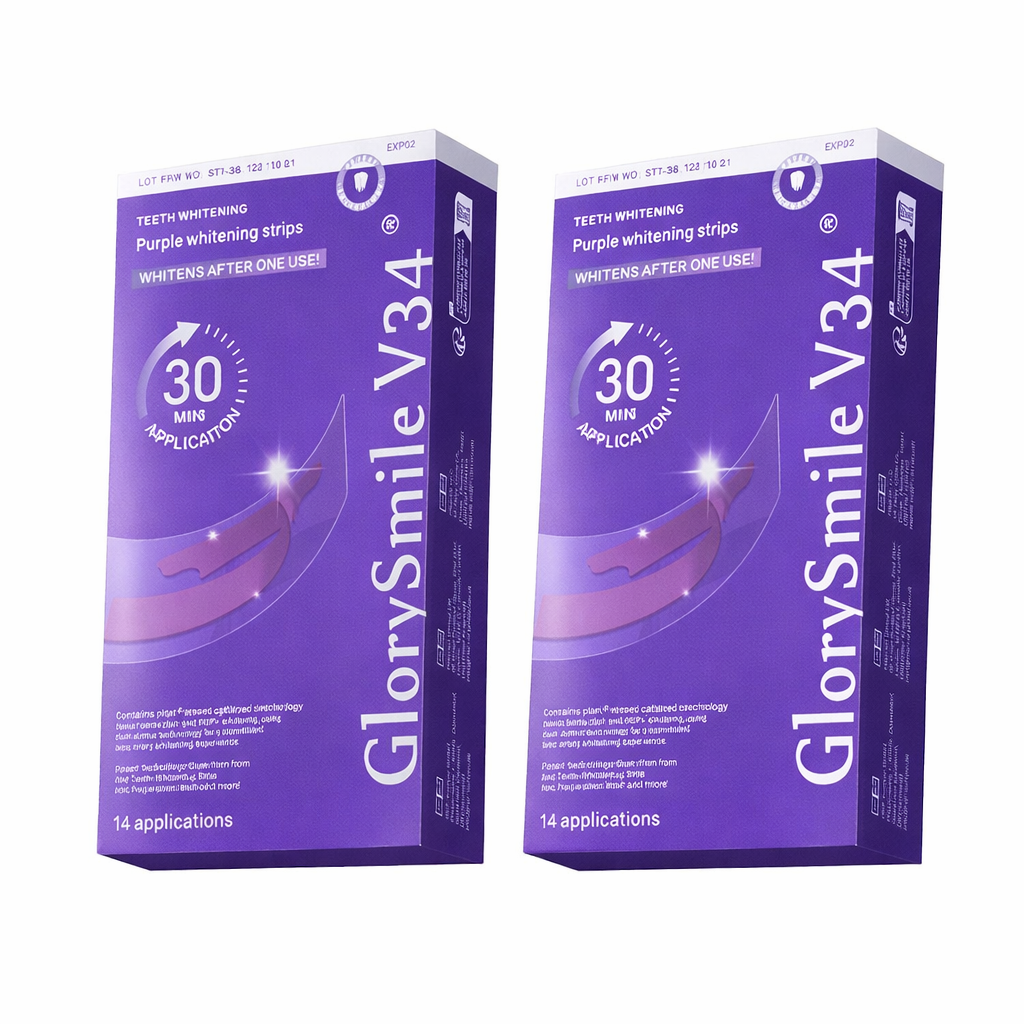 Glorysmile V34 Teeth Whitening Strips - Purple Correction Technology with PAP+