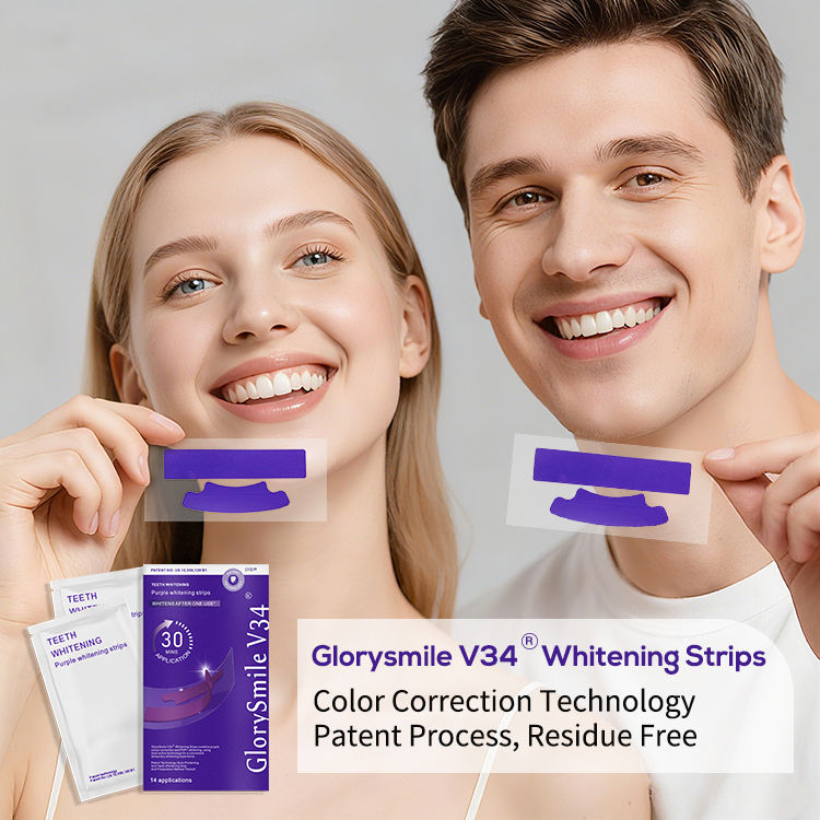 Glorysmile V34 Teeth Whitening Strips - Purple Correction Technology with PAP+