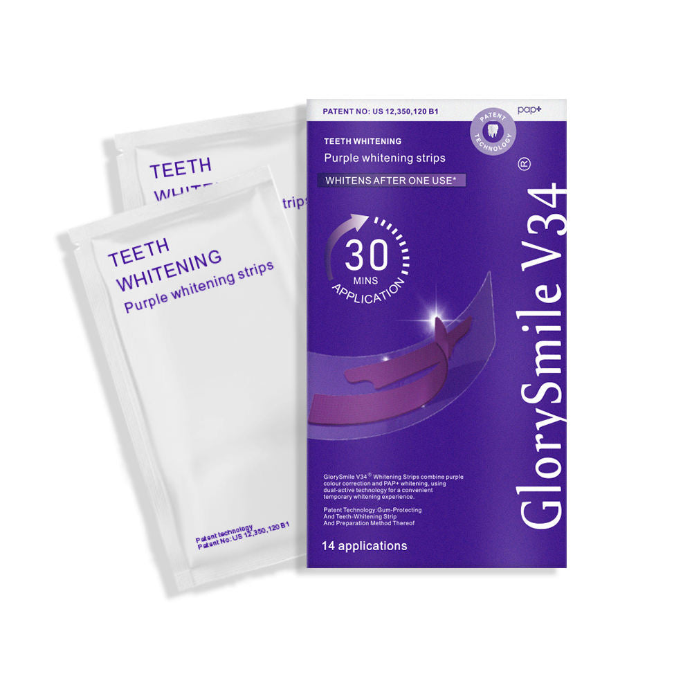 Glorysmile V34 Teeth Whitening Strips - Purple Correction Technology with PAP+