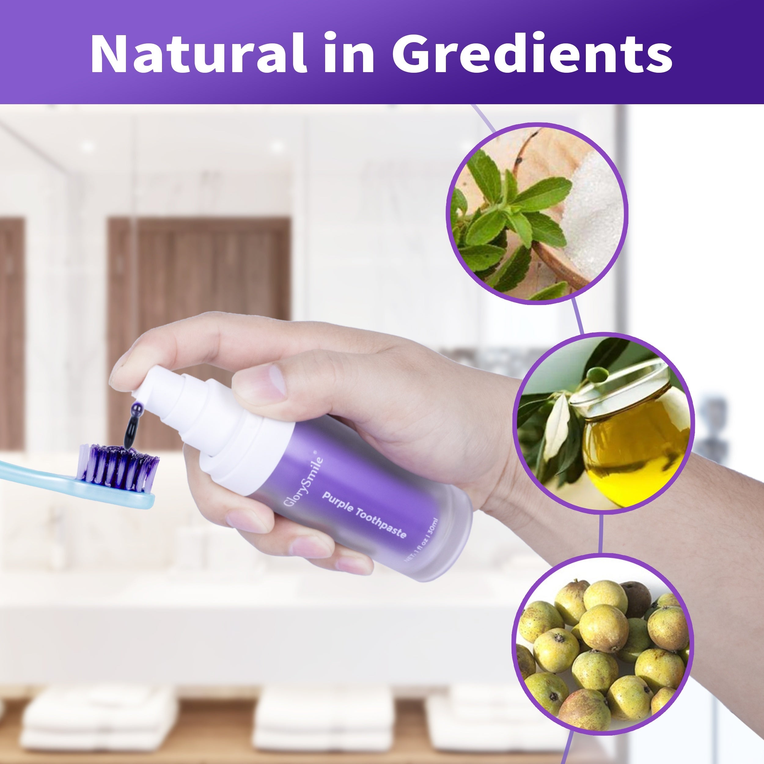 GlorySmile Dental Purple Toothpaste for Teeth Whitening, Tooth Stain Removal, Tooth Paint Booster for Brightness and Reduce Yellowing