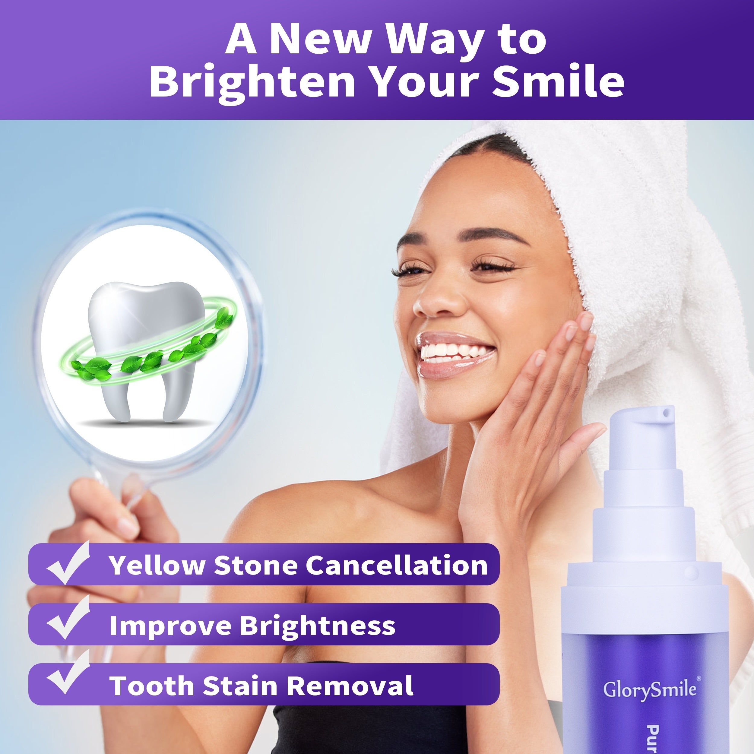 GlorySmile Dental Purple Toothpaste for Teeth Whitening, Tooth Stain Removal, Tooth Paint Booster for Brightness and Reduce Yellowing